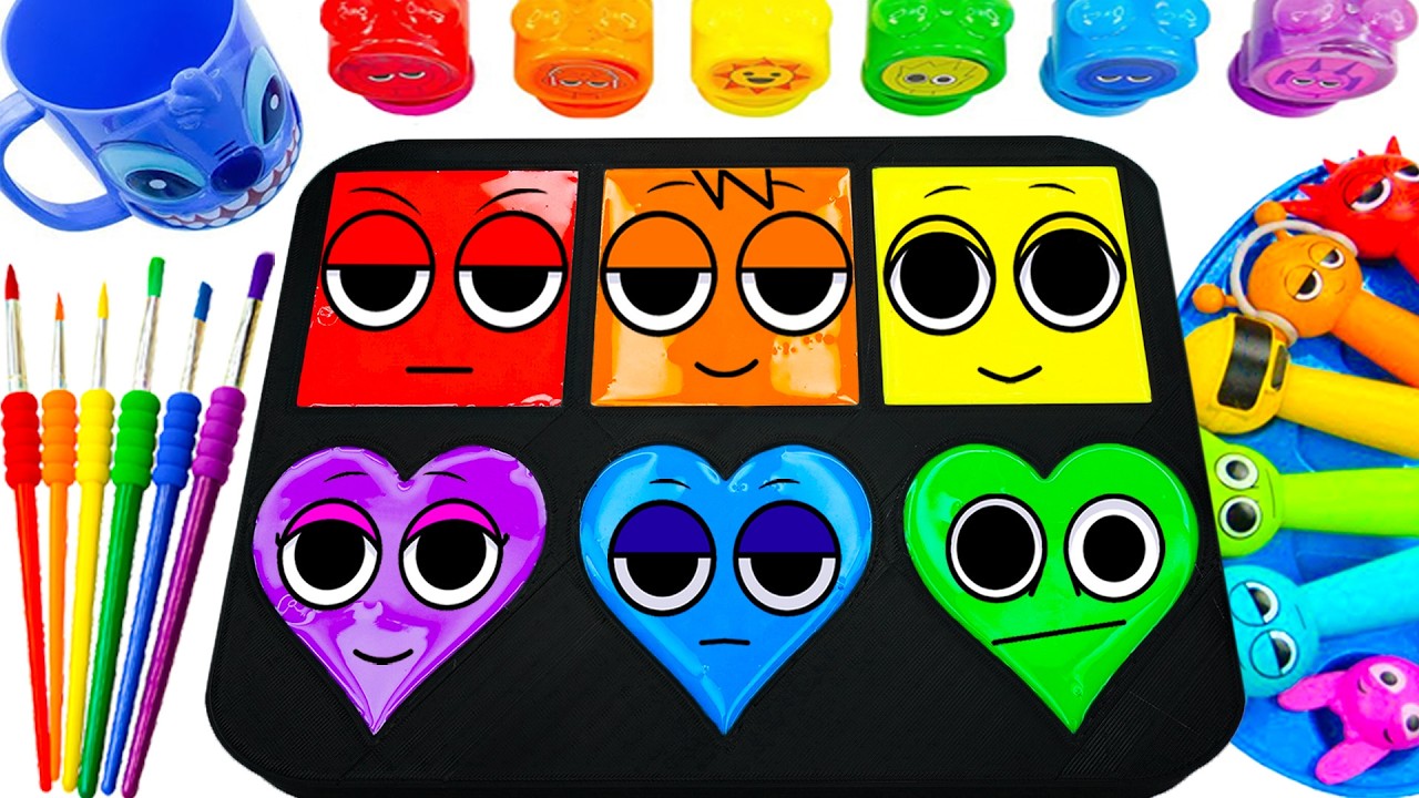 DIY Video | Making Rainbow Sprunki Heart Clay & Mixing Color 6 Slime Sprunki Finger Form Candy ASMR