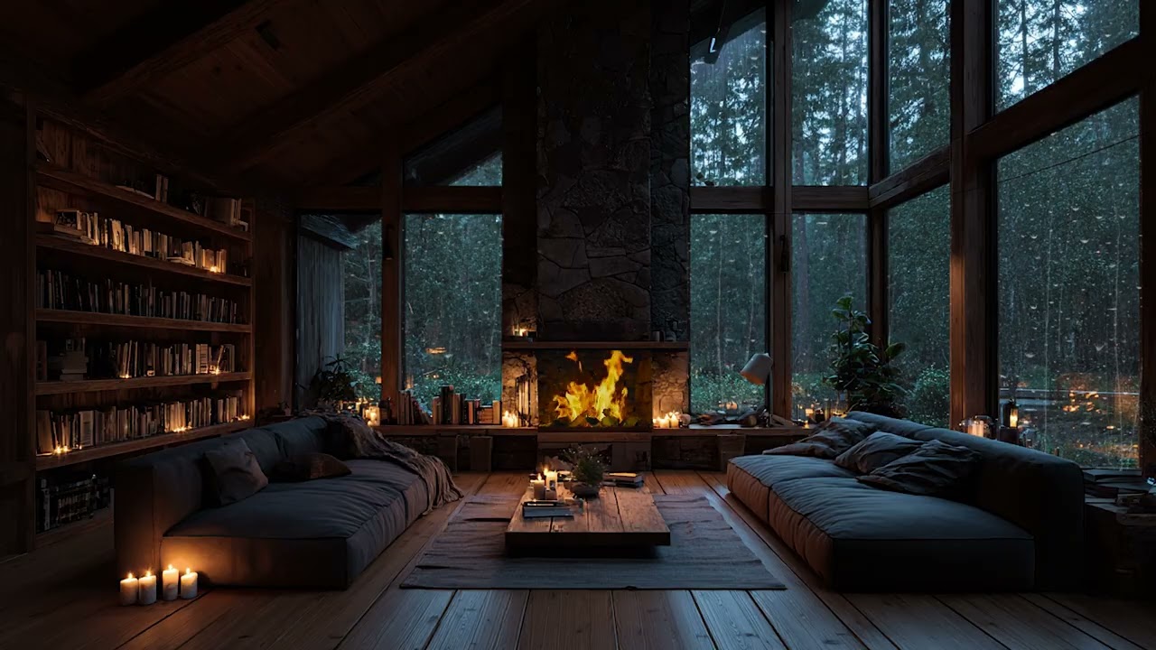 Rain & Crackling Fireplace Sounds 🌧🔥 Cozy Night Ambience for Deep Sleep & Relaxation