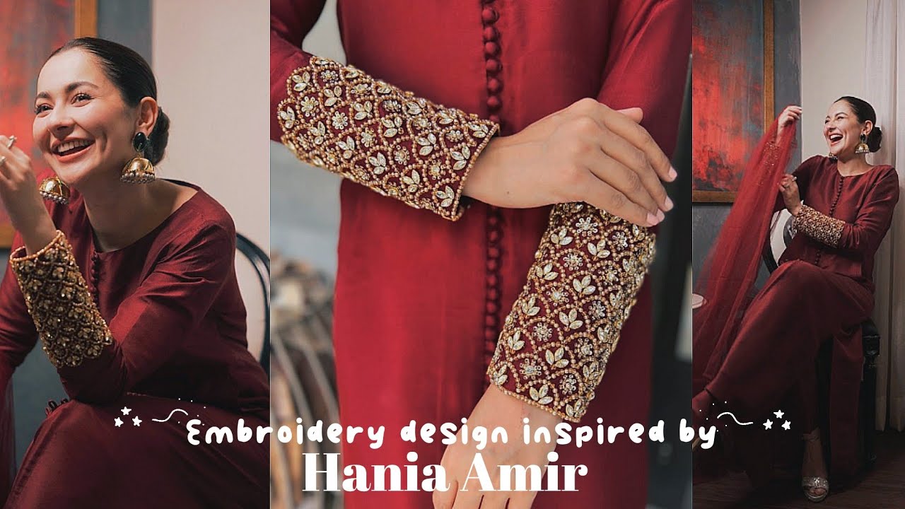 Hania Amir inspired design ✨hand embroidery beads work✨beads embroidery