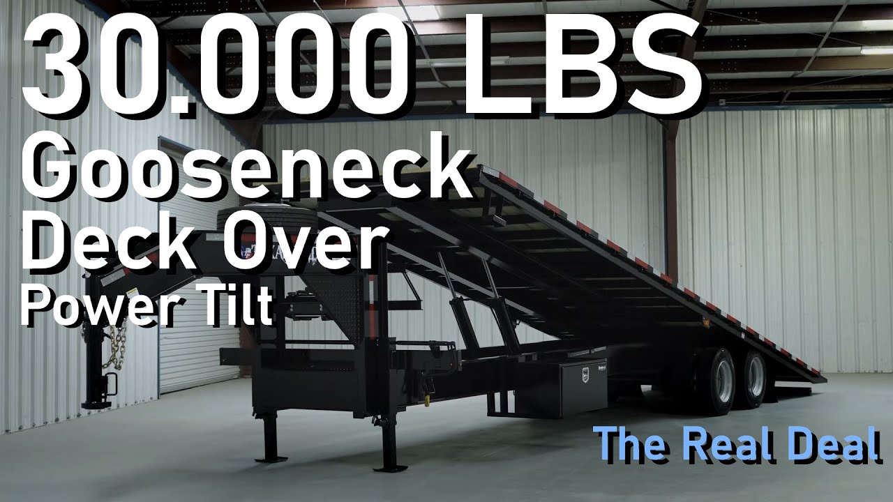 30K lb TEXAS PRIDE GOOSENECK DECK-OVER FLATBED POWER TILT TRAILER