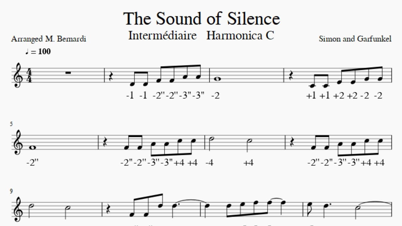 The Sound of Silence – Niveau intermédiaire - Harmonica C