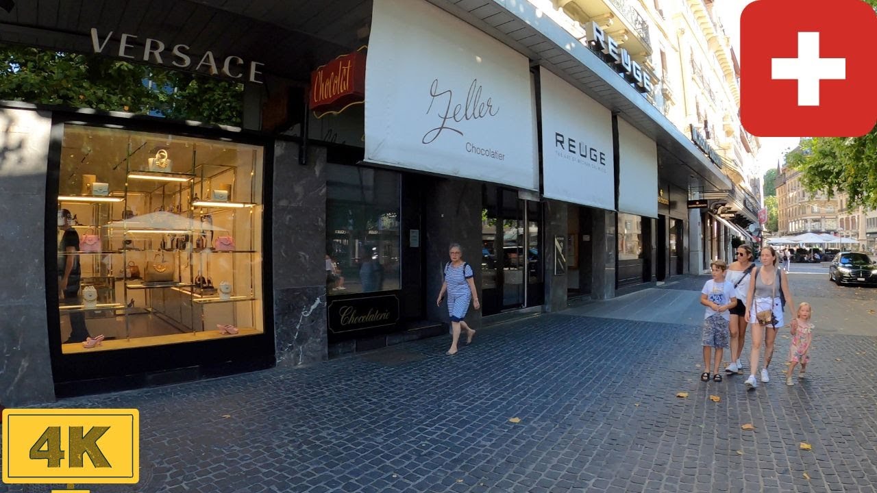 Geneva, Switzerland (Two main shopping streets) | Summer【4K】Canton de Genève, Suisse