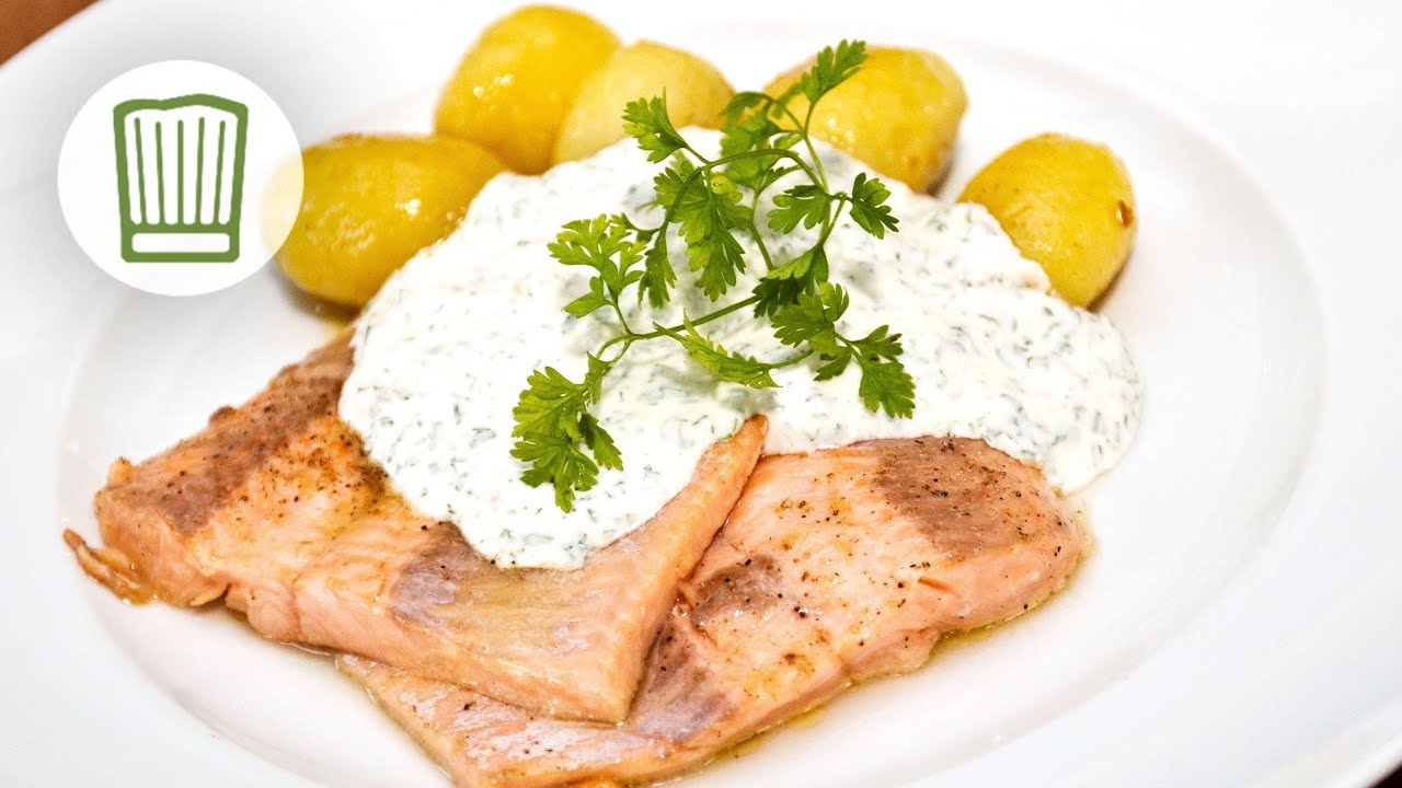 Lachsforelle mit Frankfurter Grüne Sauce und kleinen Schwenkkartoffeln #chefkoch