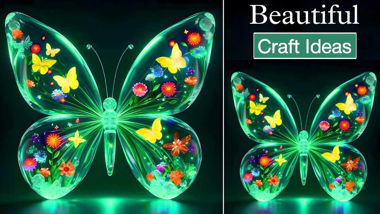 DIY Fake Glass Butterfly | Plastic Bottle Craft Ideas | Best Out Of Waste 💚🦋