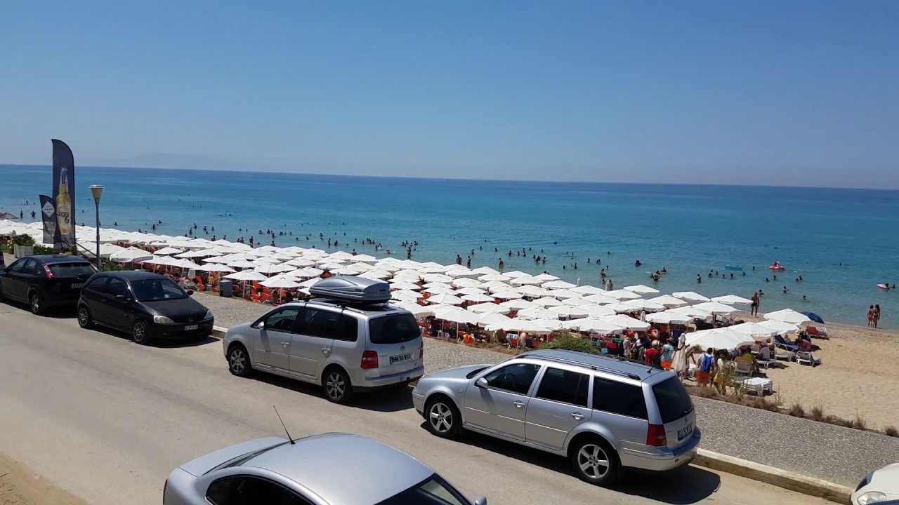 4K Vrachos Loutsa beach, Preveza Greece. Near Parga. Crystal clear water, Ionian sea. Vrahos plaza