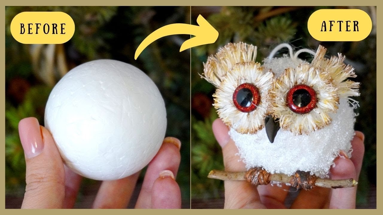 🦉How to make an owl in 10 minutes🦉 Christmas DIY / Búho de bola de espuma