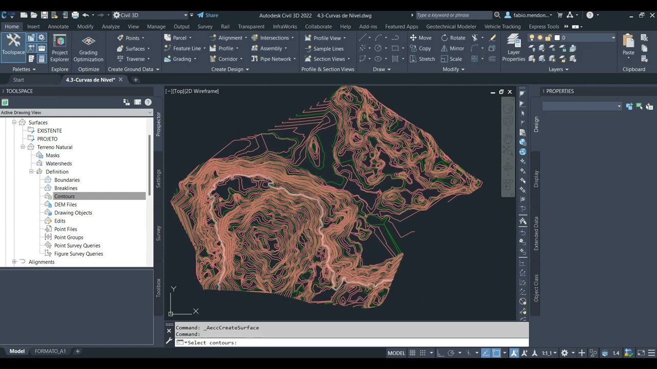 4.3-Criando superfície através de curva de Nível