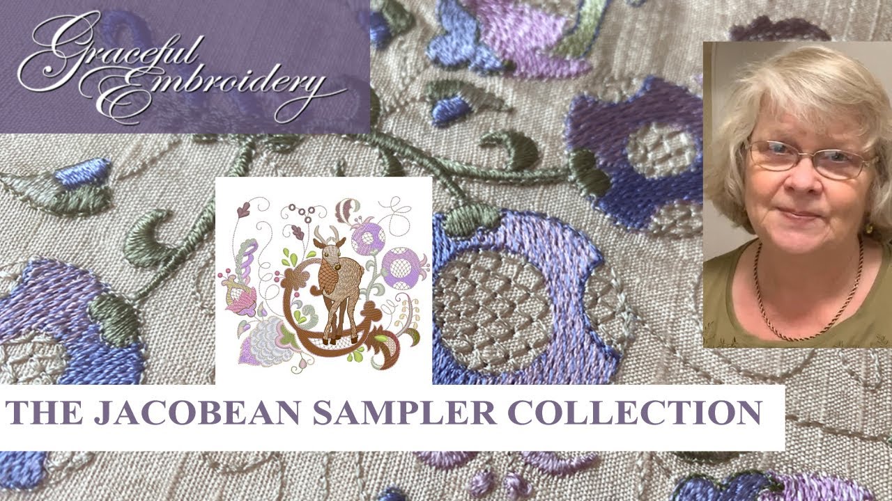Introducing the Jacobean Samper collection of machine embroidery designs.