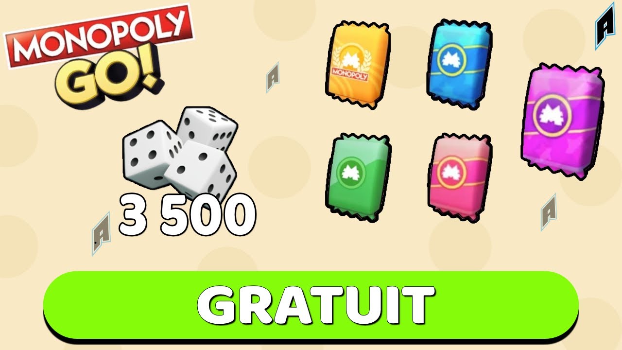 +10 Pack Autocollants + 3500 Lancers Dés GRATUITS Monpoly Go