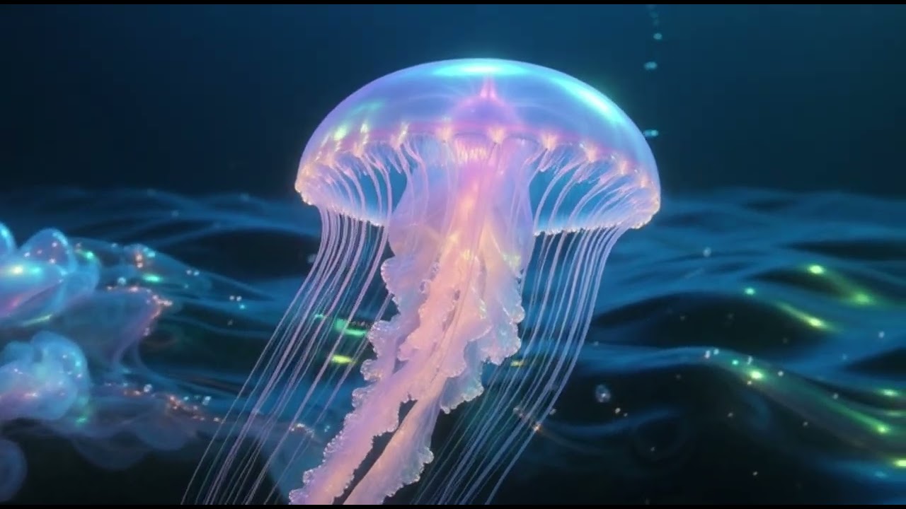 Bioluminescent Jellyfish | Oceanic Art Motion 4K (Hypnotic Deep Sea Loop)