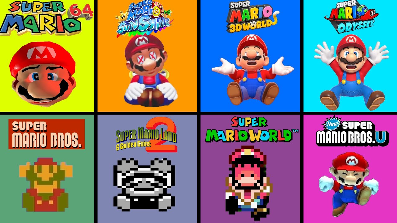 Evolution of Mario Losing and Game Over Screens in Super Mario Games (1985-2023)
