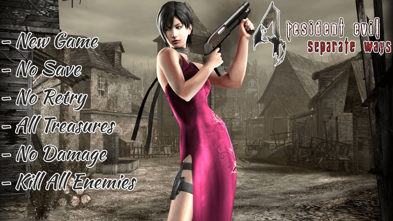 Resident Evil 4 Separate Ways, New Game, No Save, No Retry, 100%, No Damage, Kill All Enemies