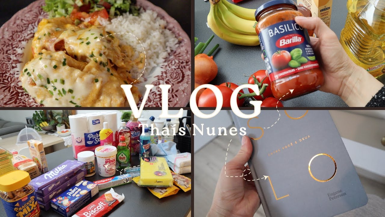 VLOG: COMPRAS MENSAL (comida & higiene) + LASANHA DE FRIGIDEIRA + MEUS LIVROS - Thais Nunes