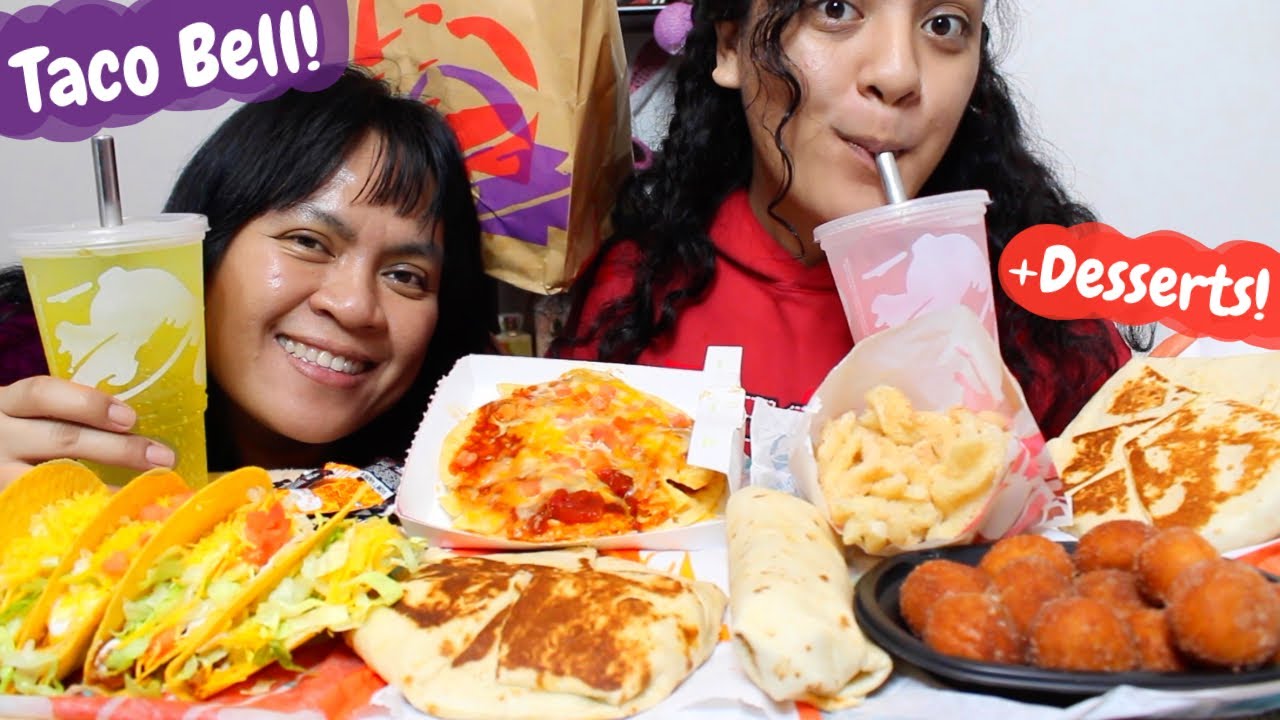 Eating Taco Bell Crunchwrap, Tacos, Mexican Pizza + Their Yummy Desserts MUKBANG