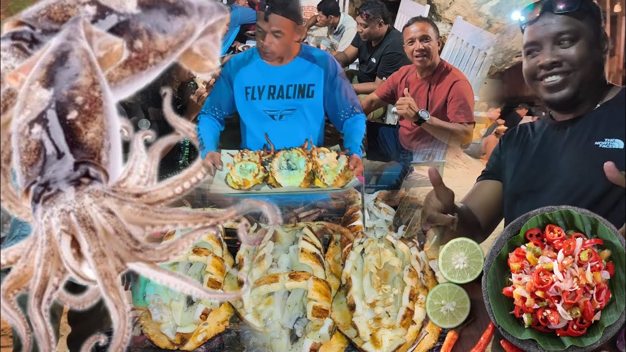 Rejeki Nomplok,! Berburu Cumi Jumbo Di sarangnya Langsung Di Bakar di Pantai. 