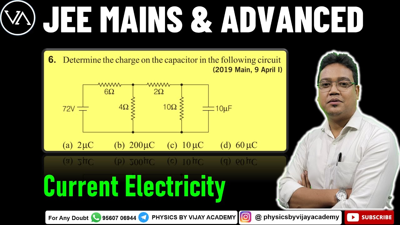 Determine the charge on the capacitor in the following circuit