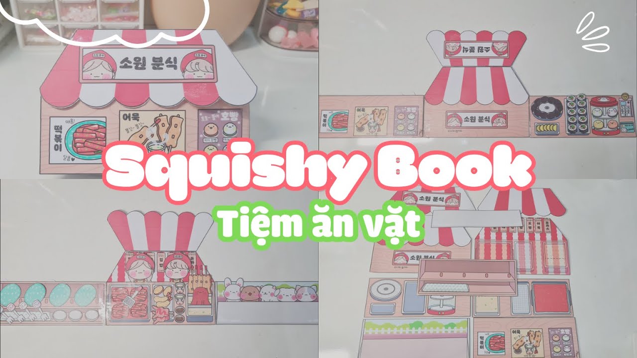Paper DIY - Squishy book tiệm ăn vặt - Quiet Book #ASMR #tutorial