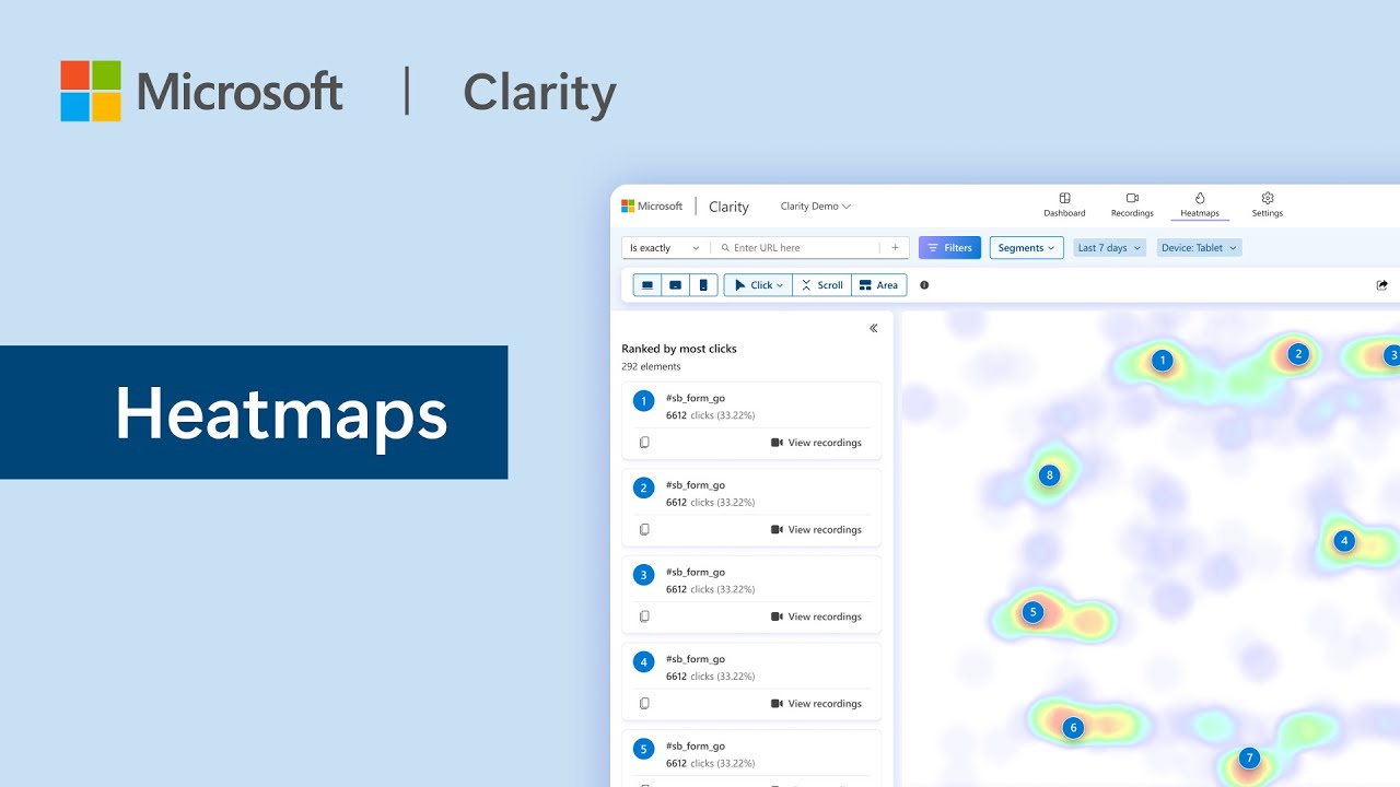 Как использовать тепловые карты в Microsoft Clarity