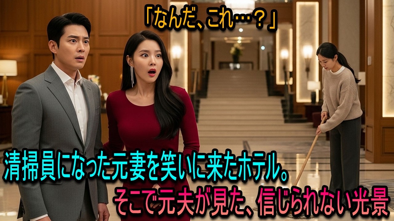 離婚後、財閥の会長は清掃員として働く元妻を嘲笑うため、愛人を連れてホテルへ行った…しかし、彼は愕然とした。#動エピソード#老後の物語 #家族の物語