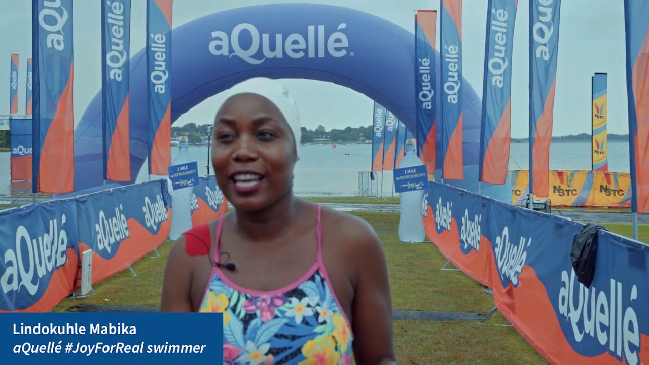 #JoyForReal swimmers and winners of the aQuell&eacute; Midmar Mile 2020