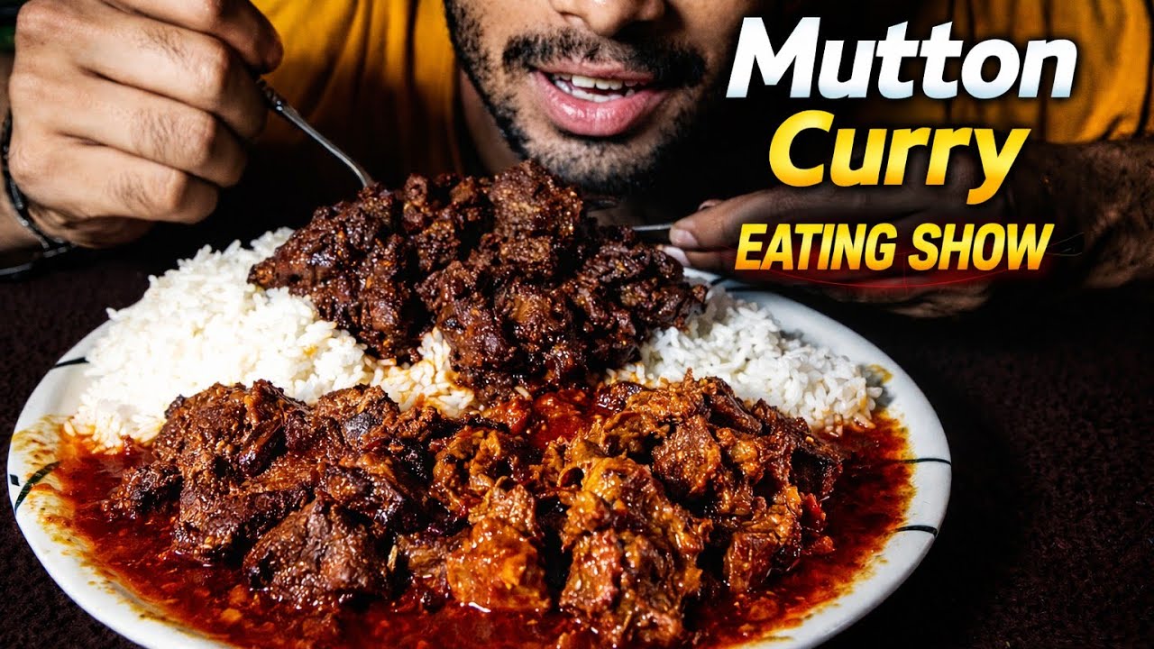Spicy Black Mutton Roast, mutton Curry With Rice Eating Show || Mukbang, big bite || Eating Show 