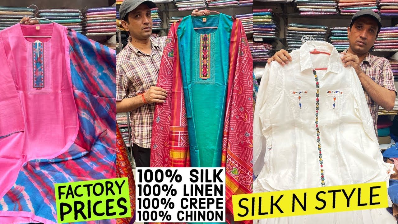 Stunning Linen, Crepe & Chinon Tunics and Elegant Tusser Silk, Pure Ikkat Weave Suits at SilknStyle.
