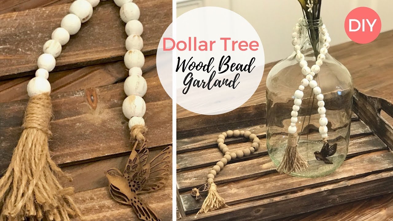 Wooden Bead Garland DIY  | Dollar Tree DIY | Farmhouse Decor | Budget Friendly | Ashleigh Lauren