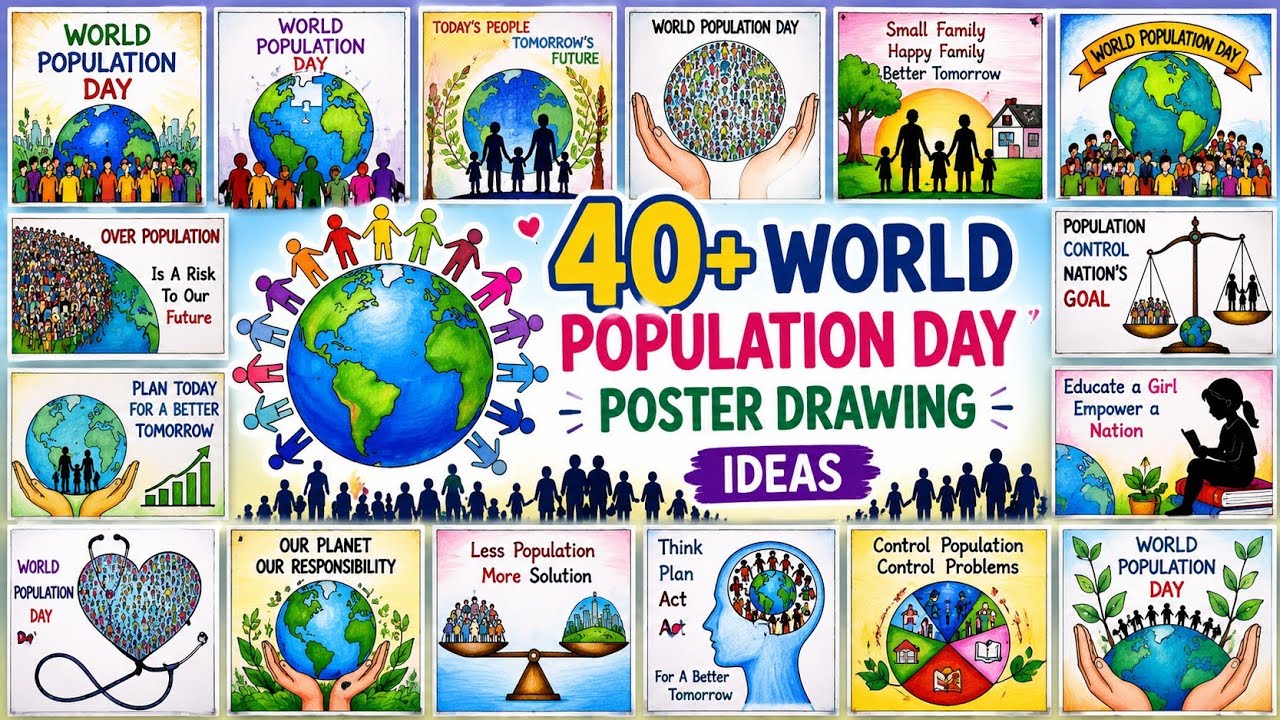 WORLD POPULATION DAY DRAWING | WORLD POPULATION DAY POSTER DRAWING | EASY POPULATION DAY DRAWING |