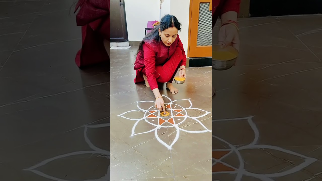Easy and Simple Rangoli Design with Dots | Freehand Kolam Design 🌺 | Beautiful Muggulu🌺 | Art 