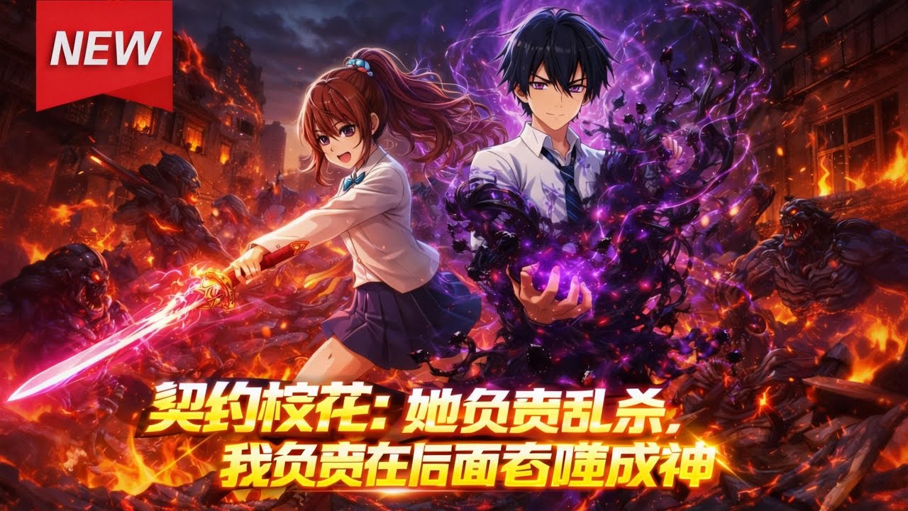 MULTISUB📢《契约校花：她负责乱杀，我负责在后面吞噬成神》1-100集丨全校嘲笑我是软饭男，只配躲在女神身后！殊不知她杀怪我吞噬，捡漏进化SSS级！#漫剧