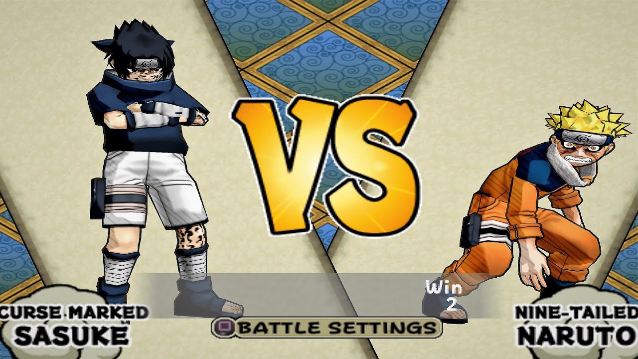 Naruto Ultimate Ninja (PS2) Curse Marked Sasuke vs Nine-Tailed Naruto (4K)