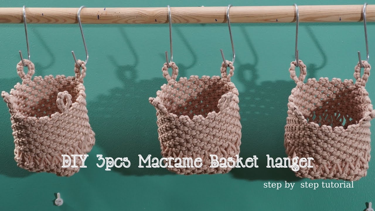 Diy 3pcs Macrame Plant Hanger , Basket hanger | Macrame for beginners | Him Macrame