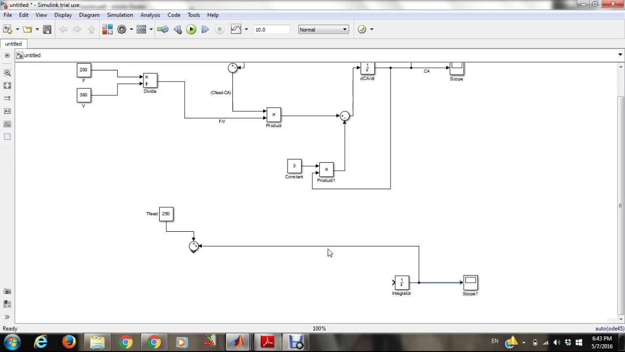 Simulink Model of CSTR Tank