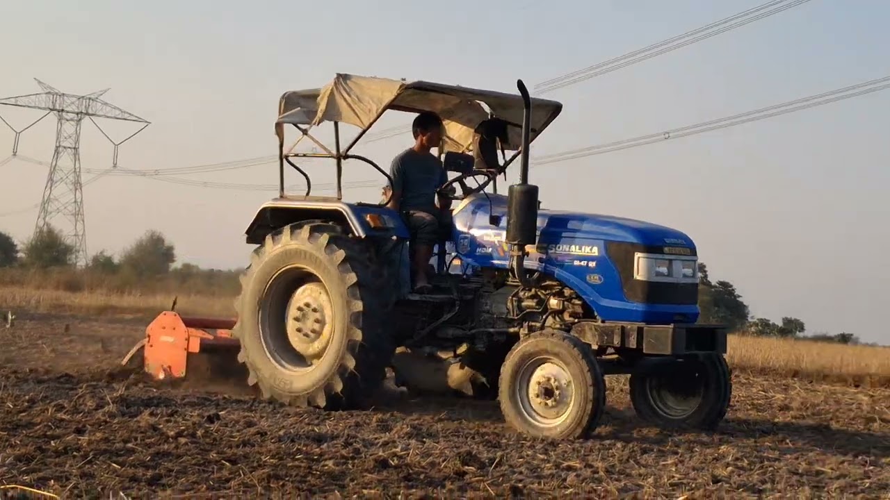 Sonalika tractor with NIPHA Rotavator #tractor #sonalikatractor #barlastractor 