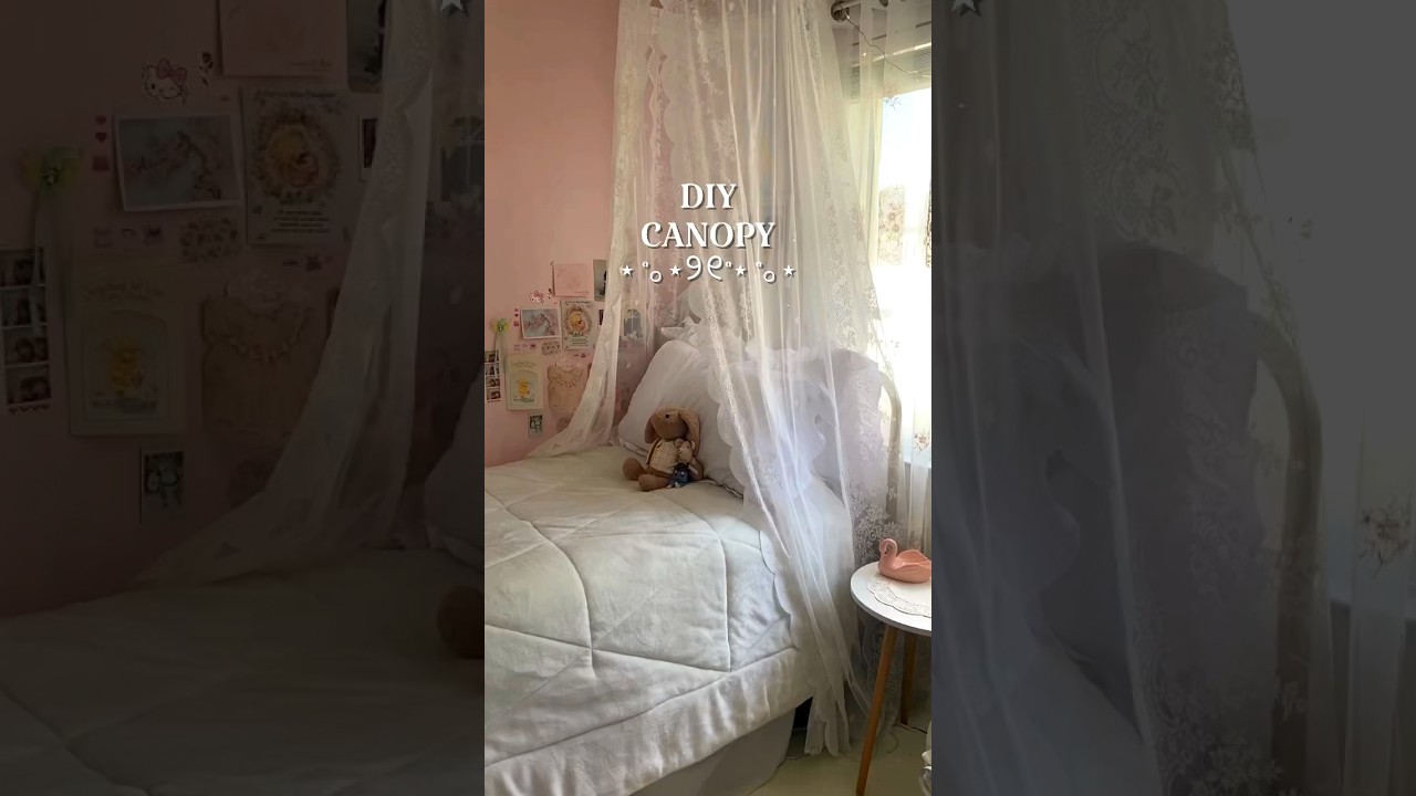 diy canopy🤍#canopyt#roomdesign#coquette#indoordesign#diy#diycanopy#foryou#aesthetic#fyp