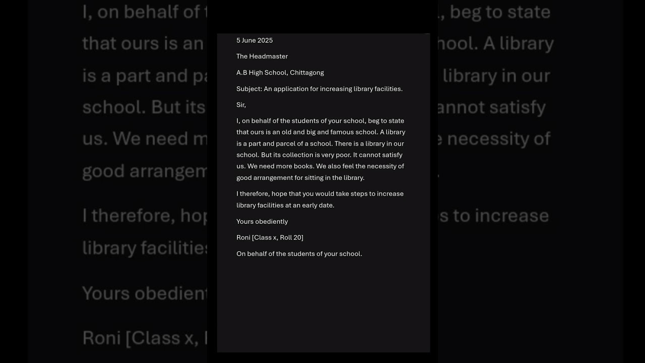 Application for increasing library facilities.