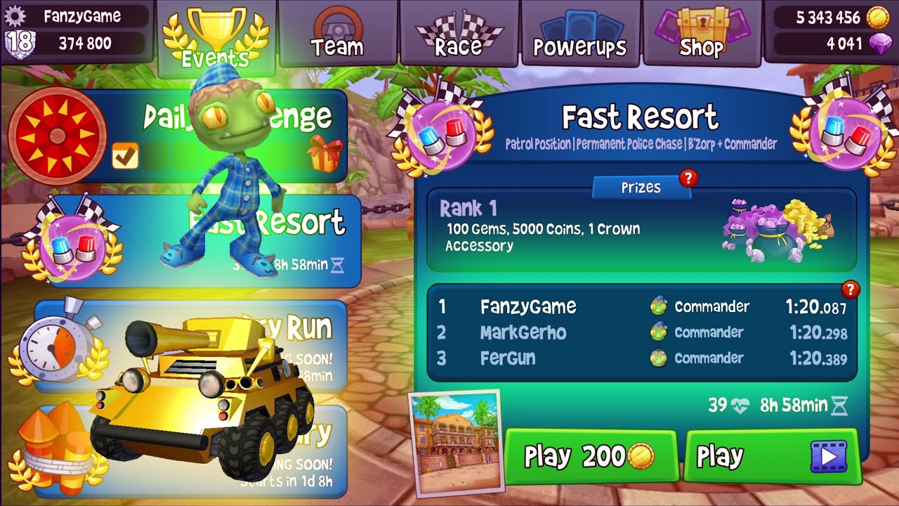 Commander + B'Zorp - Permanent Police Chase - Beach Buggy Racing 2