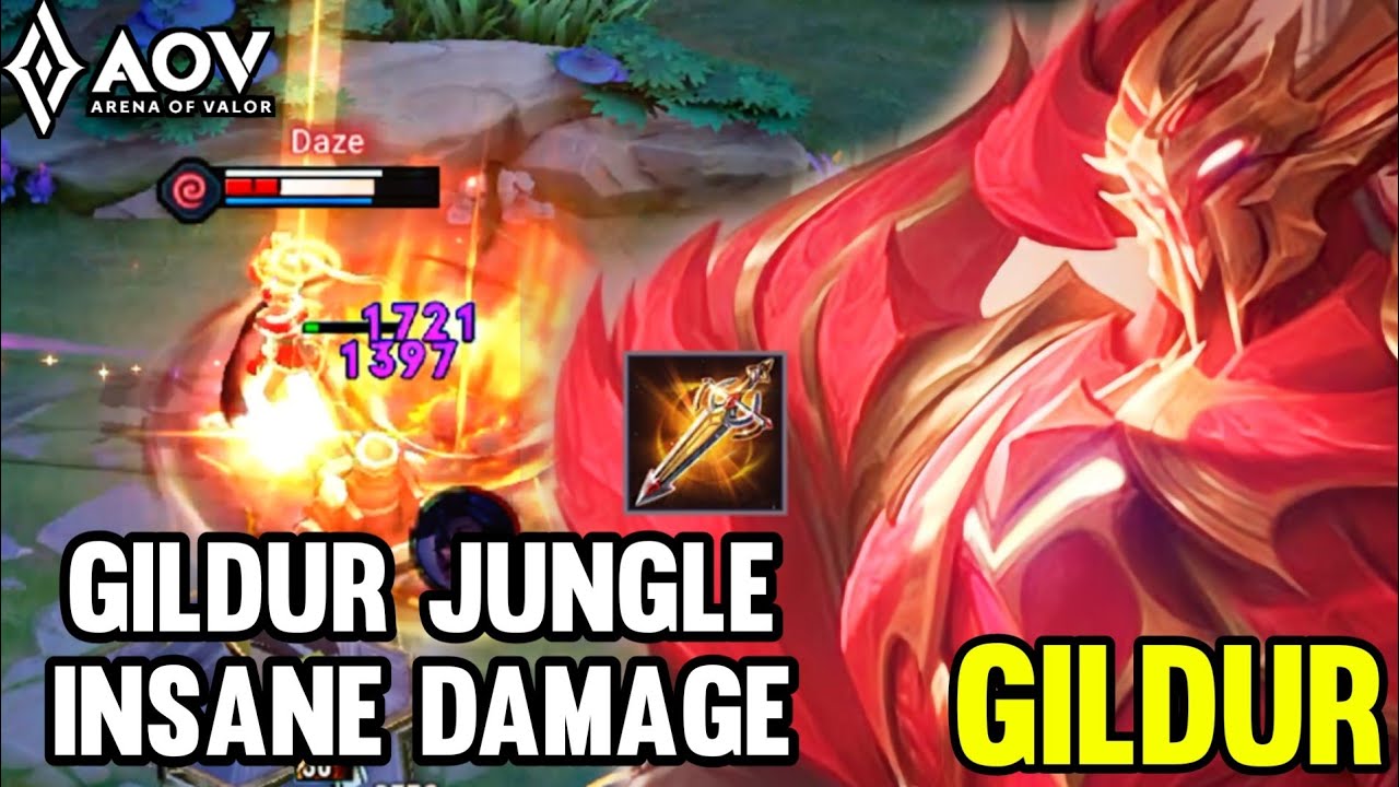 AOV : GILDUR GAMEPLAY | GILDUR JUNGLE INSANE  DAMAGE - ARENA OF VALOR LIÊNQUÂNMOBILE ROV COT