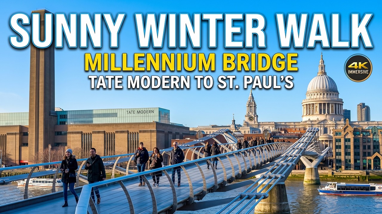 Sunny Winter Walk: London's Millennium Bridge (Tate Modern to St. Paul's)
