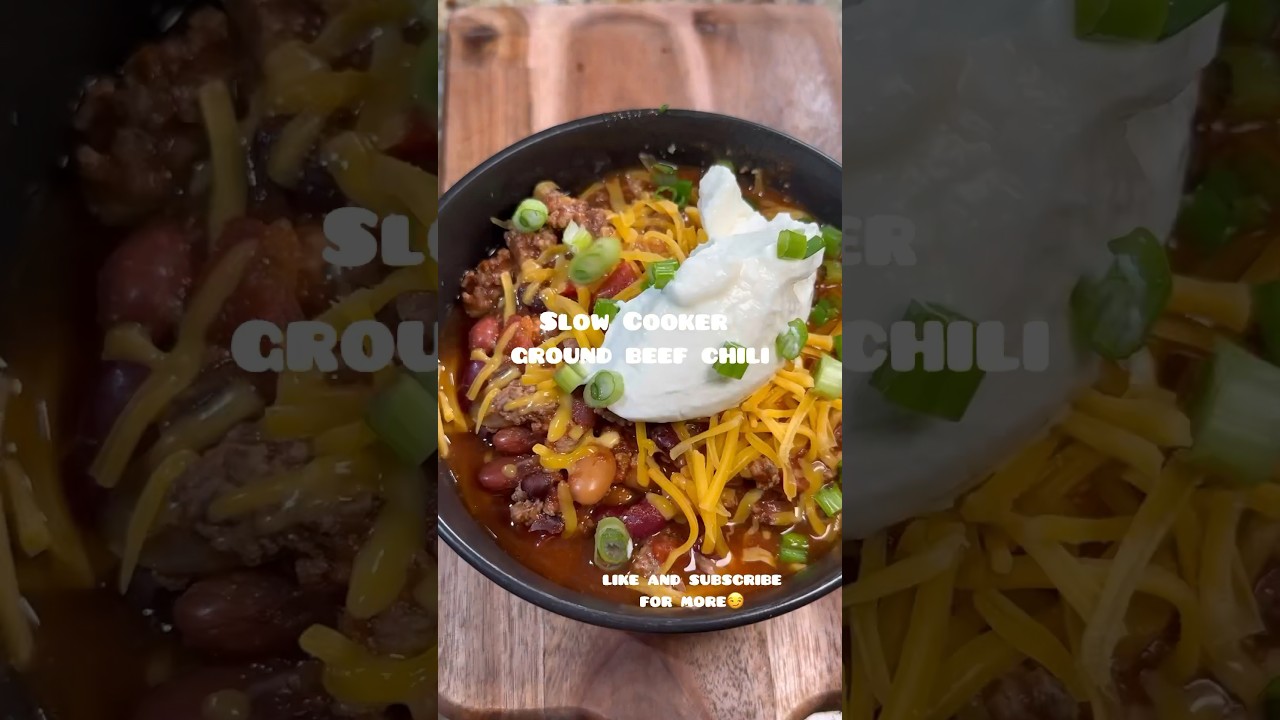 The easiest slow cooker ground beef chili recipe #chili #beef #slowcookerrecipe