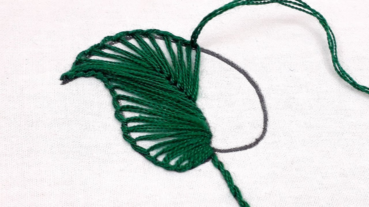 Hand Embroidery Leaf Stitch | Leaf Stitch Tutorial with button hole stitch