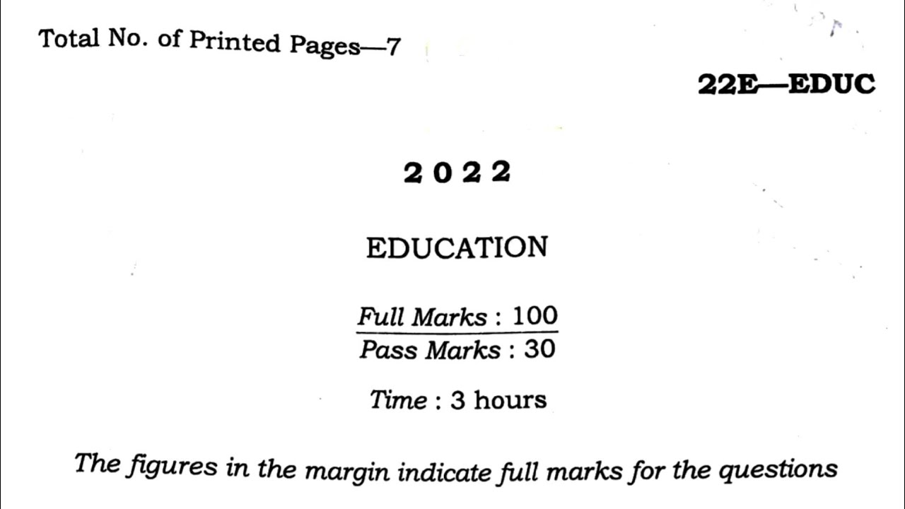 HS 1st year EDUCATION question paper 2022 || AHSEC