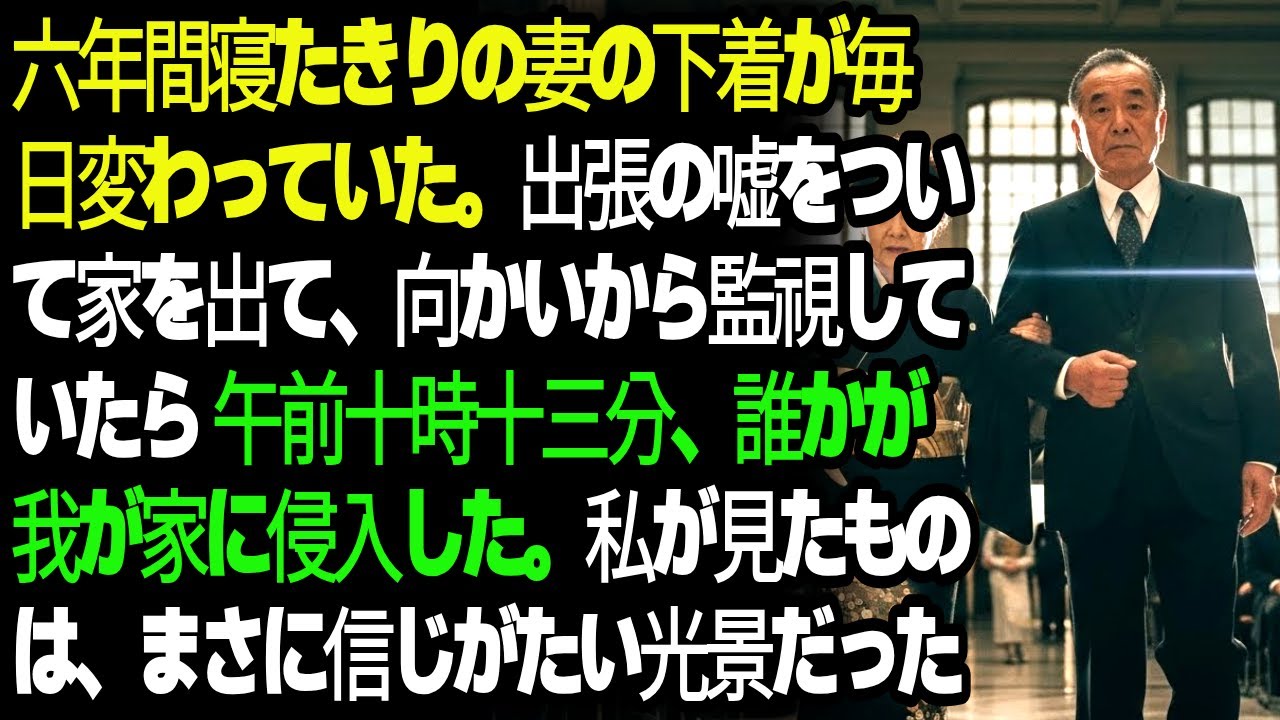 六年間寝たきりの妻の下着が毎日変わっていた。出張の嘘をついて家を出て、向かいから監視していたら 午前十時十三分、誰かが我が家に侵入した。私が見たものは、まさに信じがたい光景だった。