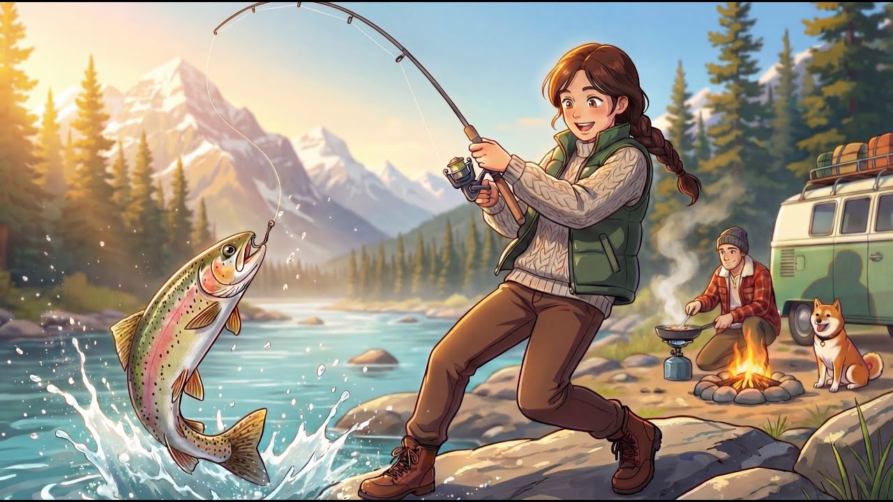A Quiet Catch and Cook Fishing Morning with My Loved One — Banff, Canada | Ghibli Around The World