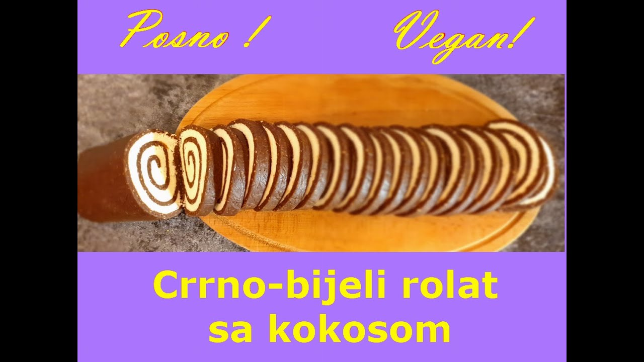 Posni crno-bijeli rolat sa kokosom /Vegan Schwarz-Weiß-Rolle mit Kokosnuss