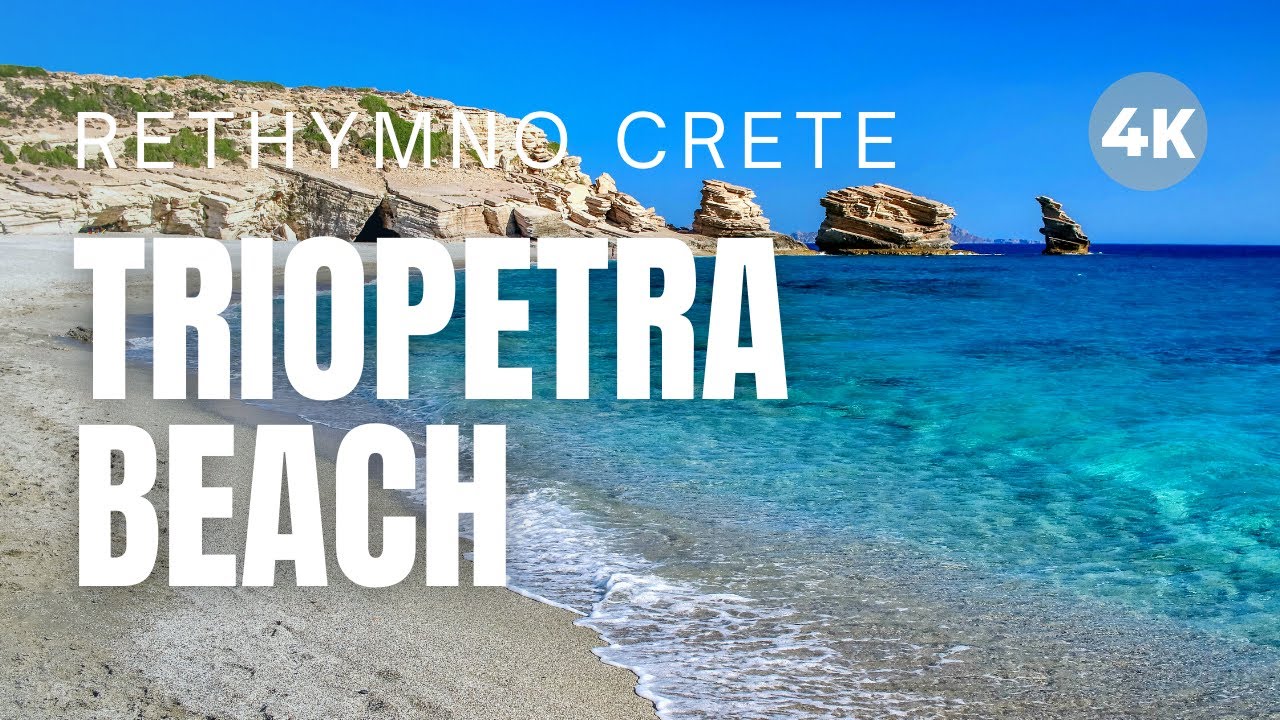 TRIOPETRA BEACH in RETHYMNO CRETE | Best Beaches in GREECE [Travel Video 4K]