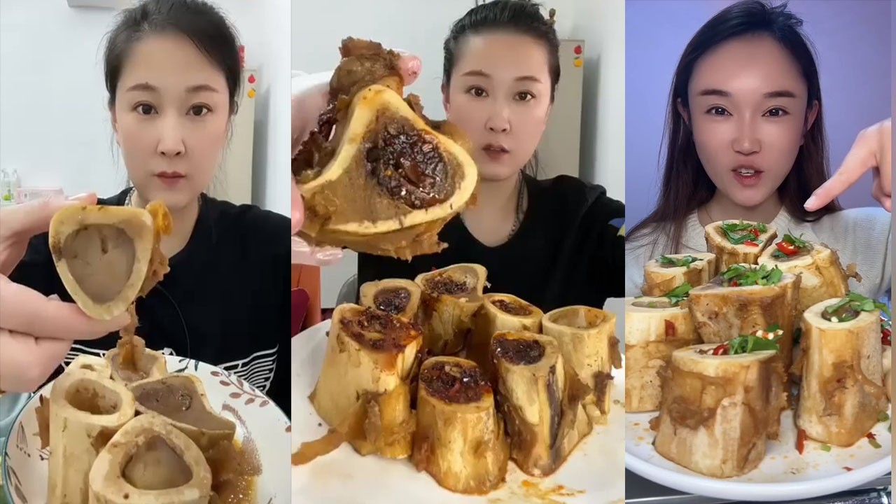 MUKBANG ASMR Eating roasted big bone marrow so yummy