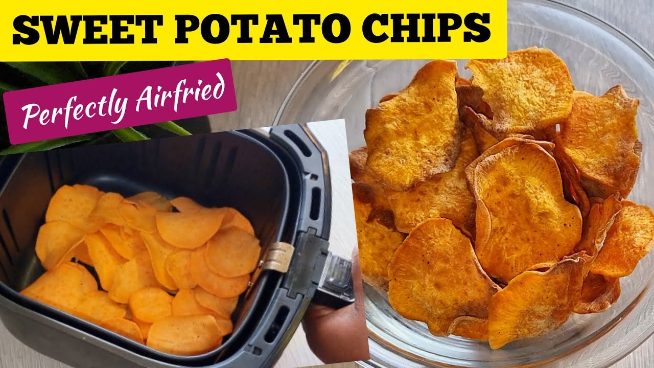 Air Fried Crispy Sweet Potato Chips Recipe from Scratch // Easy Healthy Air fryer SNACKS