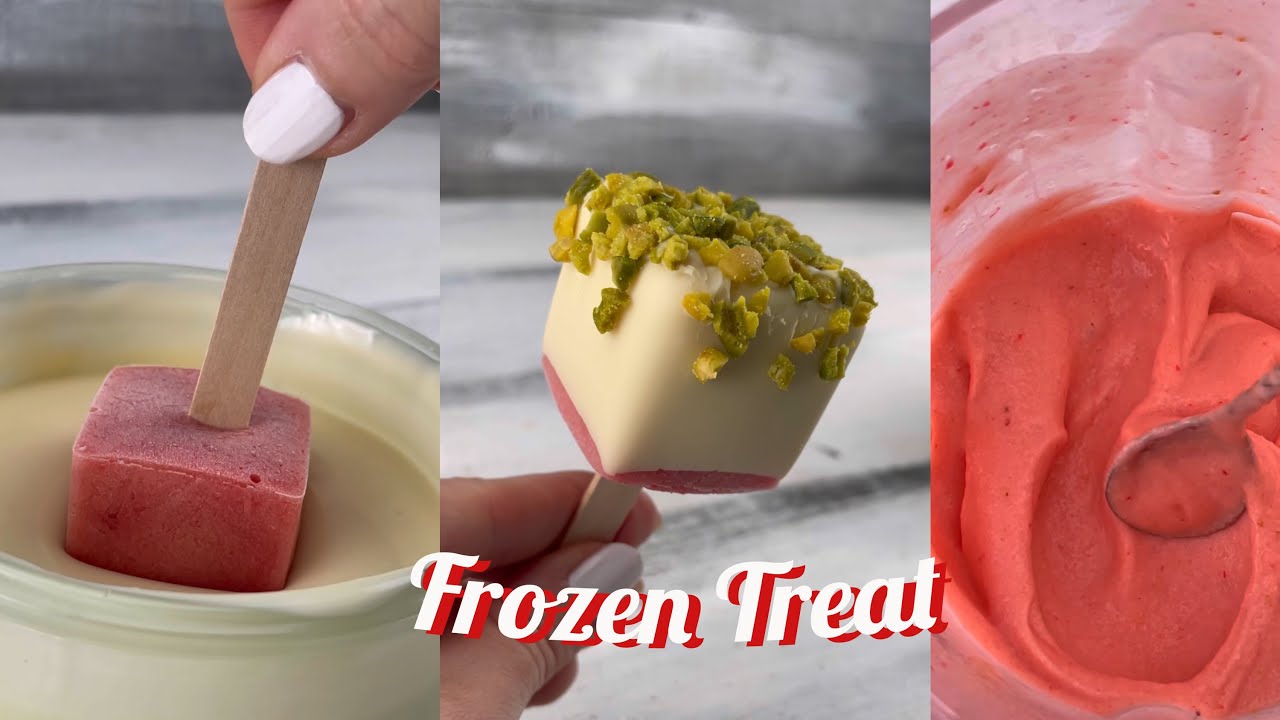 Easy ice cream summer treats for kids - frozen nice cream with banana and strawberries