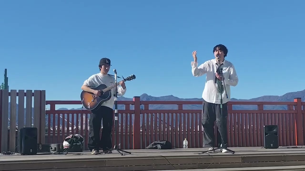 山梨県道志村｢二里｣ふたりオリジナル｢MVP｣小さな村から繋がれましたら幸いです…富士山駅Qスタライブ…偶然富士急の汽笛とのコラボ